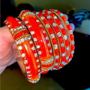 Beautiful set of bracelets. They run smaller than average. Very nice color.